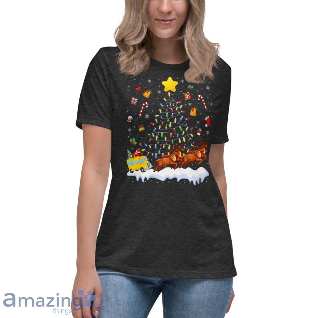 Bus Christmas Lights Tree Funny Santa Bus Driver Premium Christmas Shirt image Bus Christmas Lights Tree Funny Santa Bus Driver Premium Christmas Shirt