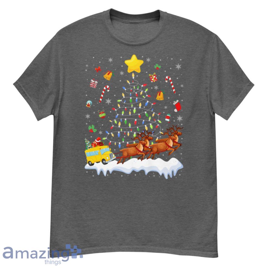 Bus Christmas Lights Tree Funny Santa Bus Driver Premium Christmas Shirt - G500 Men’s Classic T-Shirt-1