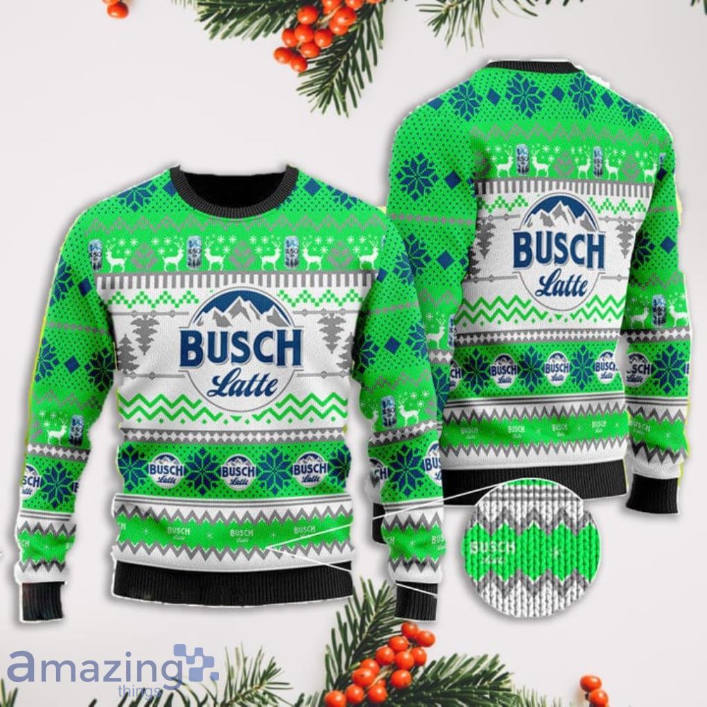 Busch Latte Grinch Christmas Pattern Christmas Ugly Sweater Product Photo 1