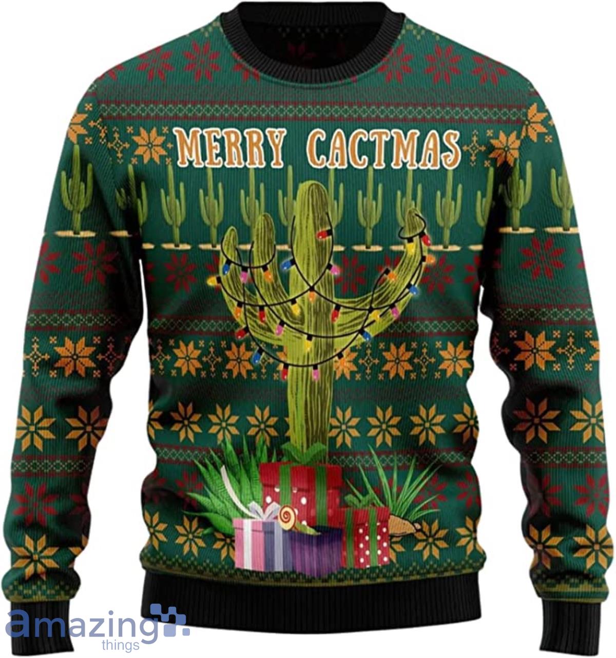 Cactus Ugly Christmas Sweater  Merry Cactmas Product Photo 1