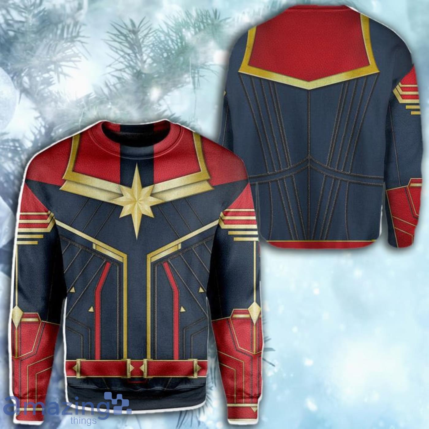Captain America Costume Marvel All Over Print 3D Ugly Christmas Sweater Product Photo 1