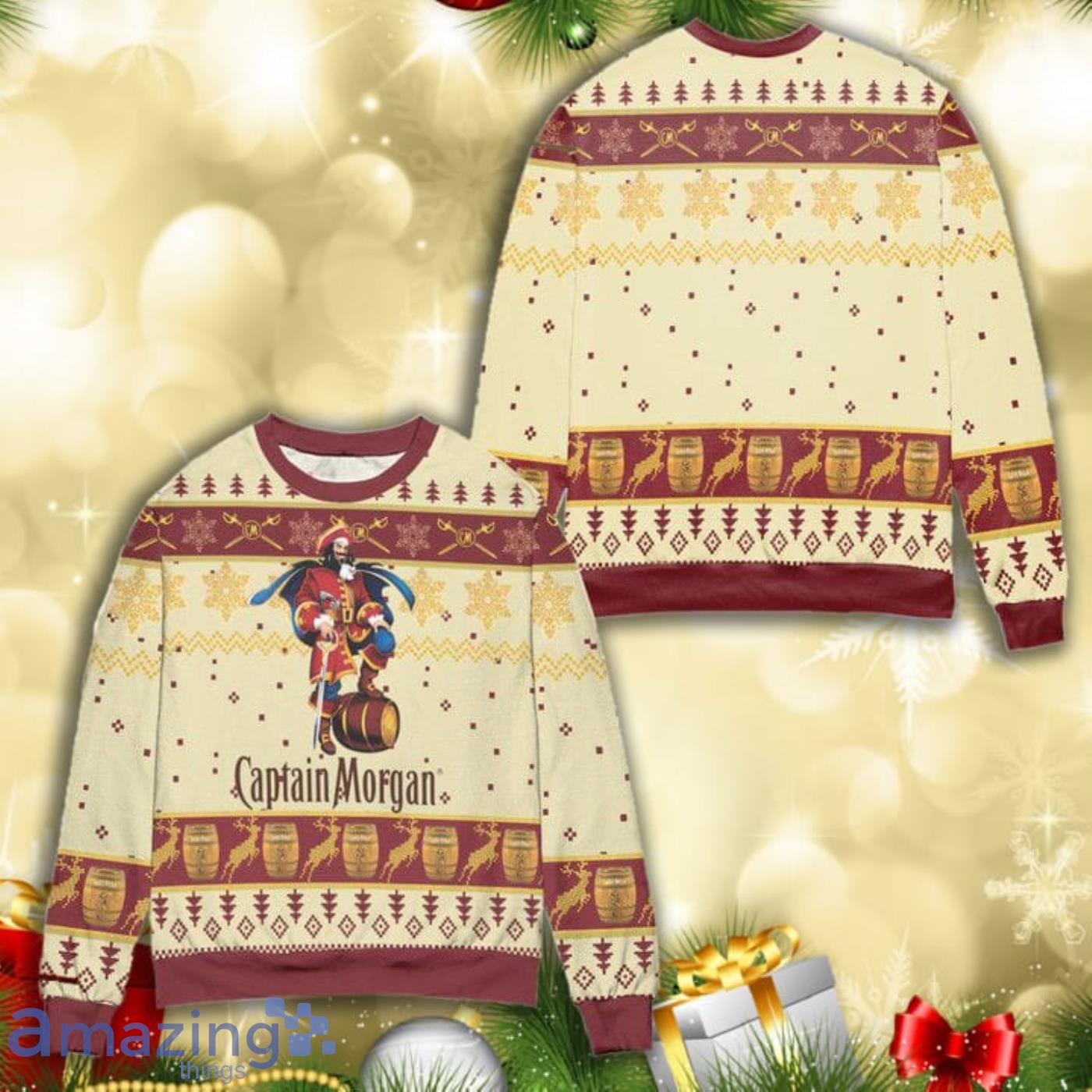 Captain Morgan Logo All Over Print 3D Ugly Christmas Sweater Product Photo 1