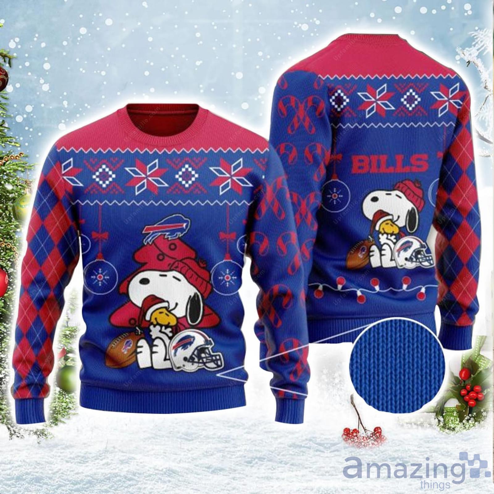 Charlie Brown Snoopy Buffalo Bills Ugly Christmas Sweater Product Photo 1 Charlie Brown Snoopy Buffalo Bills Ugly Christmas Sweater Product Photo 1