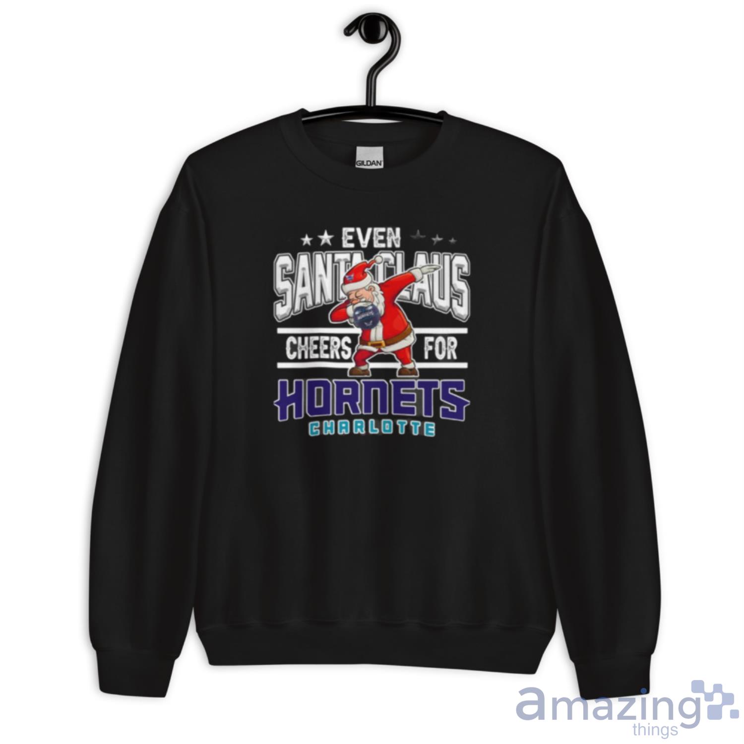 Charlotte Hornets Even Santa Claus Cheers For Christmas NBA Shirt For Fans image Charlotte Hornets Even Santa Claus Cheers For Christmas NBA Shirt For Fans - Unisex Crewneck Sweatshirt