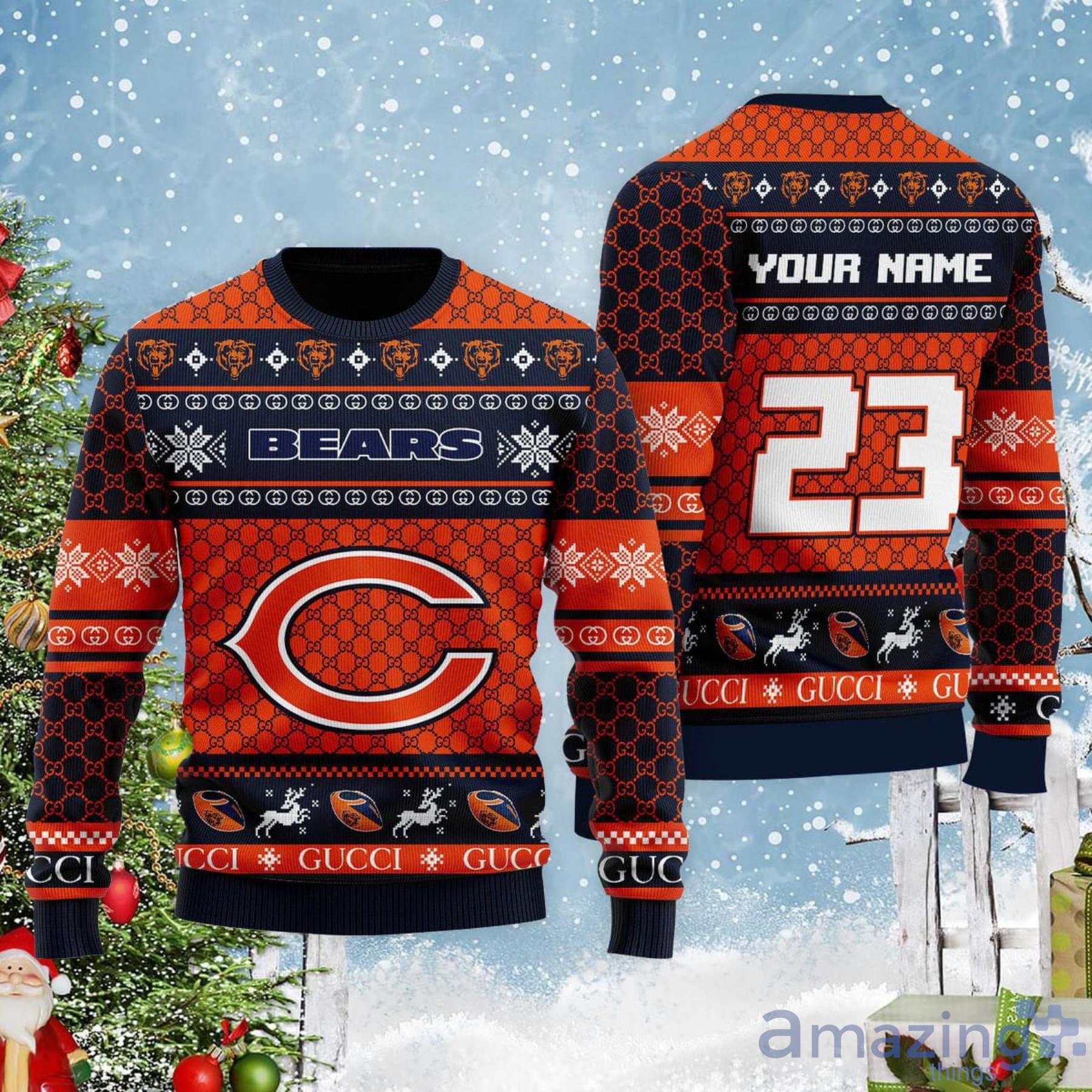 NFL Chicago Bears Custom Name And Number Christmas Gift For Fans Ugly  Christmas Sweater - Banantees