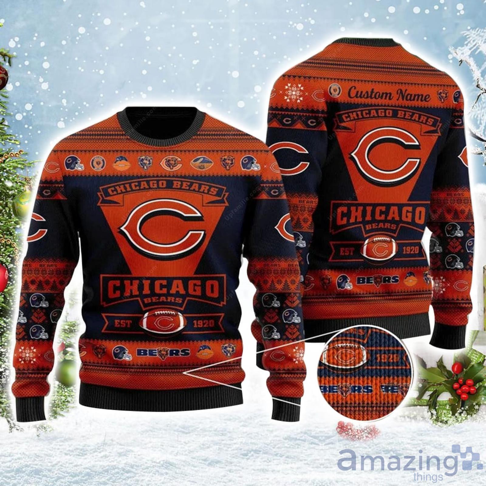 Chicago Bears Est 1920 Personalized Name Ugly Christmas Sweater