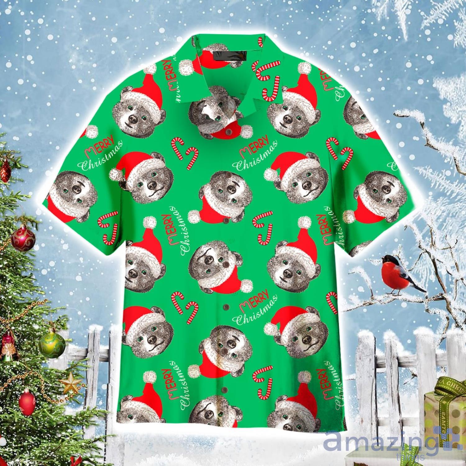 Christmas Bear Santa Holly Jolly Xmas Pattern Aloha Cute Christmas Gift Cute Christmas Gift Hawaiian Shirt Product Photo 1