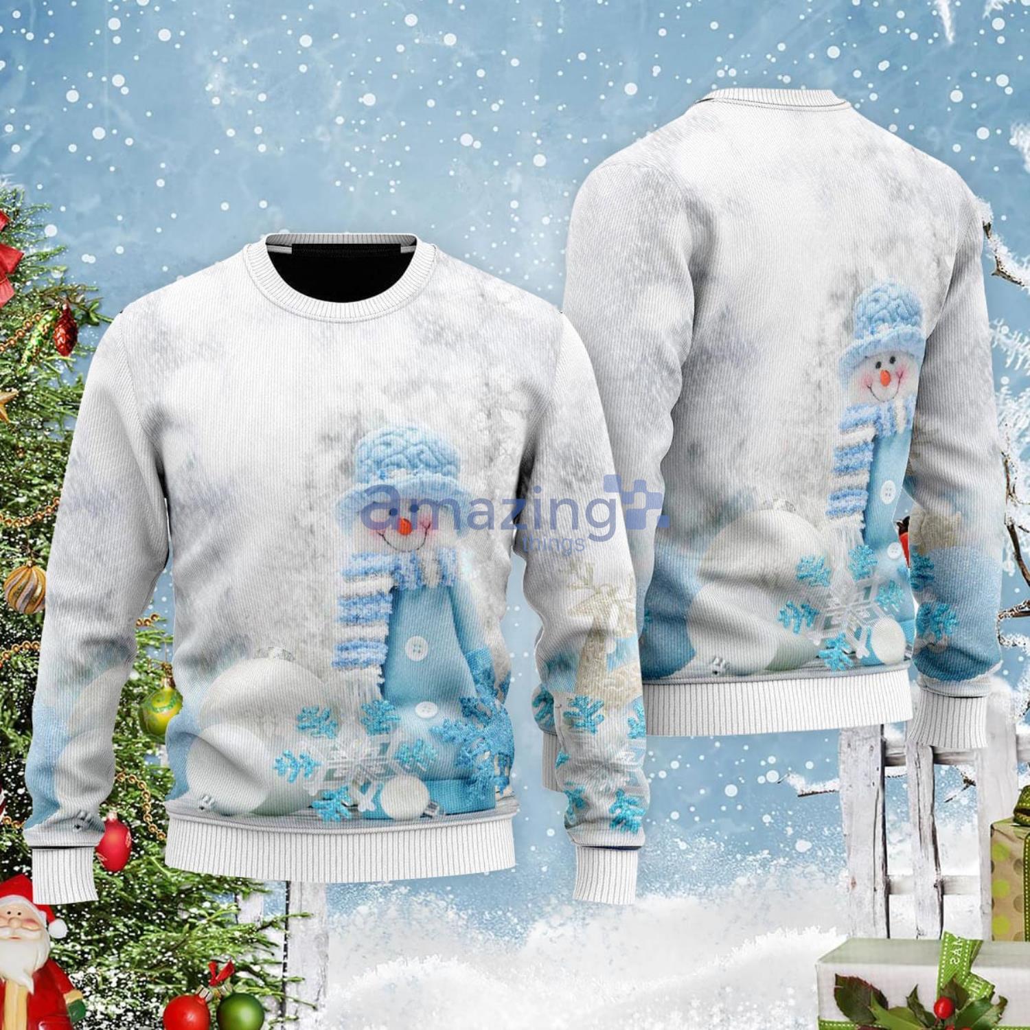 Christmas Blue Snowman Christmas Gift Ugly Christmas Sweater Product Photo 1