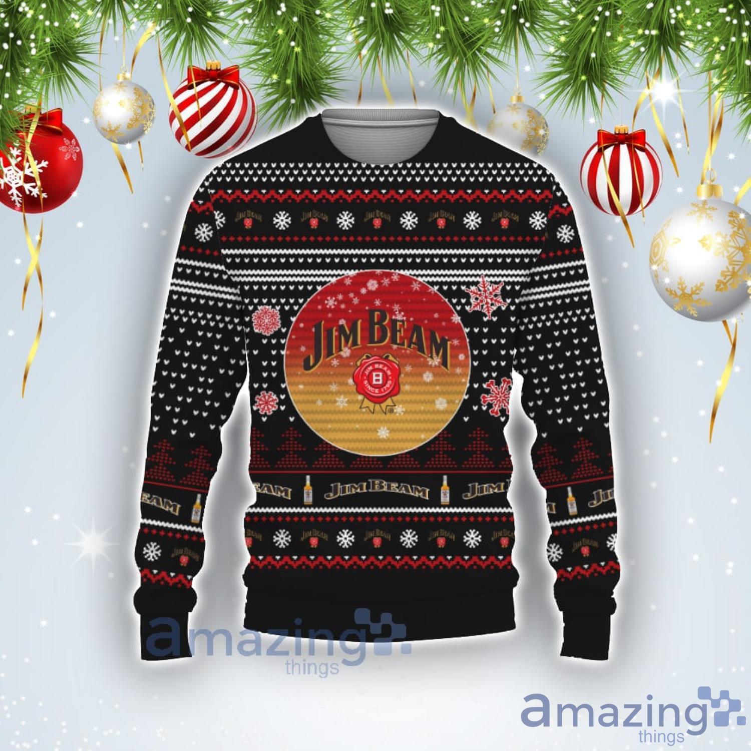 Christmas Gift Jim Beam Whiskey Ugly Christmas Sweater Product Photo 1