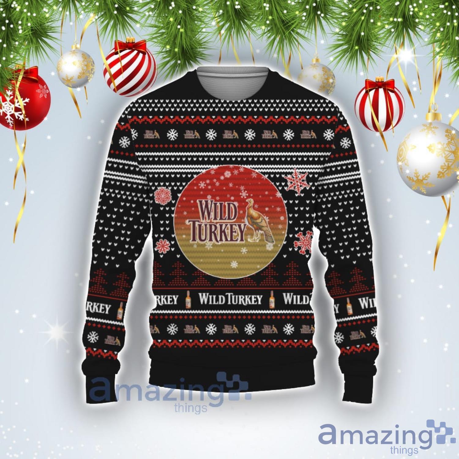 Christmas Gift Wild Turkey Whiskey Ugly Christmas Sweater Product Photo 1