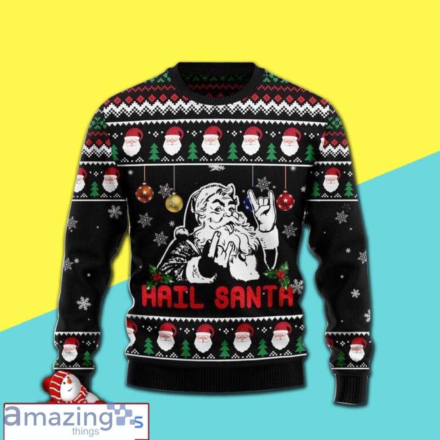 Christmas Holiday Hail Santa Awesome All Over Print Ugly Christmas Sweater Product Photo 1