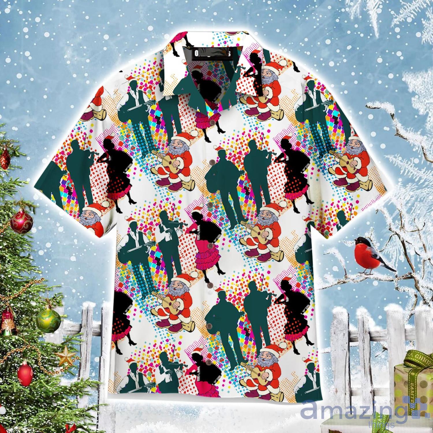 Christmas In July Santa With Musicians Aloha Cute Christmas Gift Cute Christmas Gift Hawaiian Shirt Product Photo 1