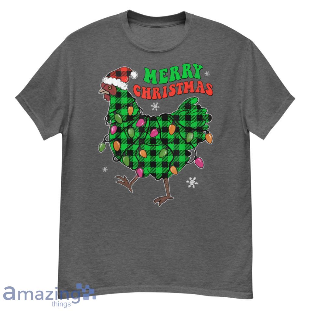 Christmas Lights Buffalo Plaid Farmer Chicken Lovers Christmas Shirt - G500 Men’s Classic T-Shirt-1