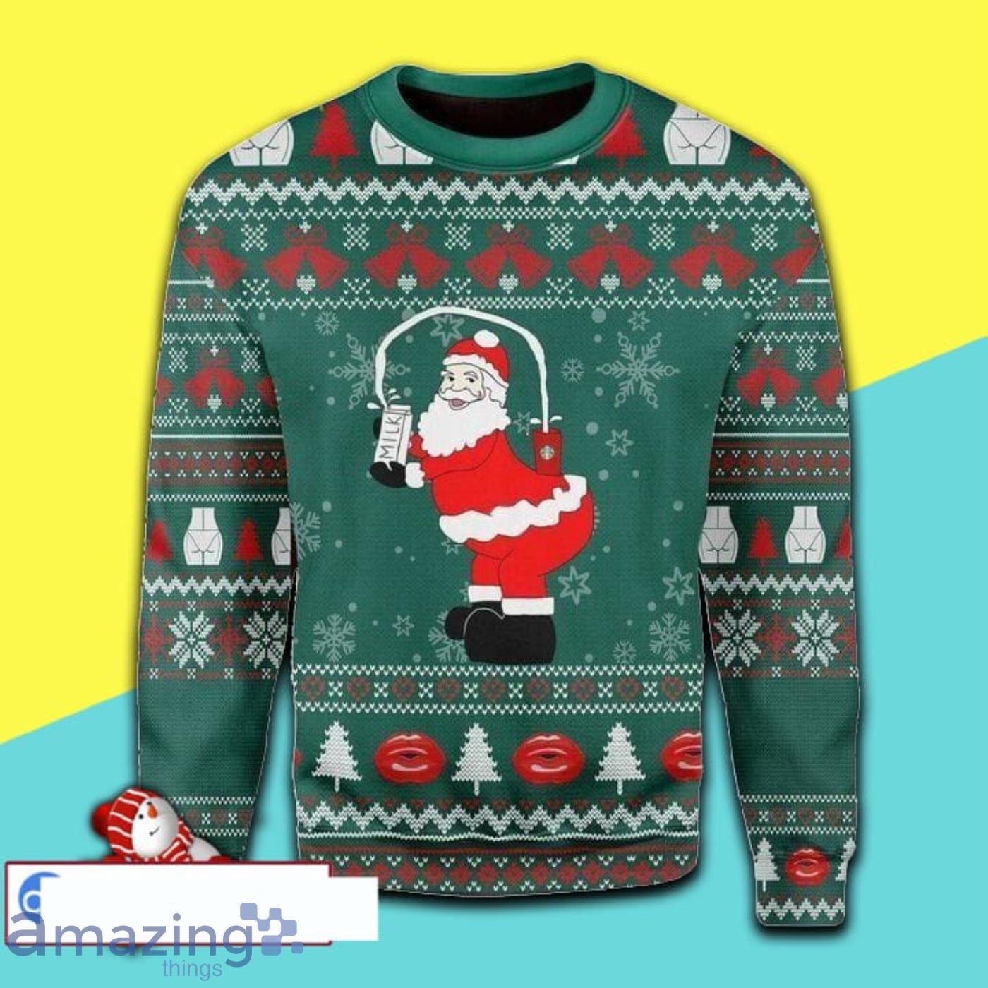 Christmas Pattern And Magical Santa Claus Full Print Ugly Christmas Sweater Product Photo 1