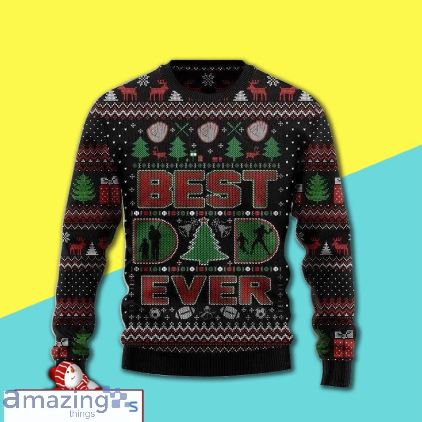 Christmas Pattern Best Dad Ever Ugly Christmas Sweater 3D Shirt Product Photo 1