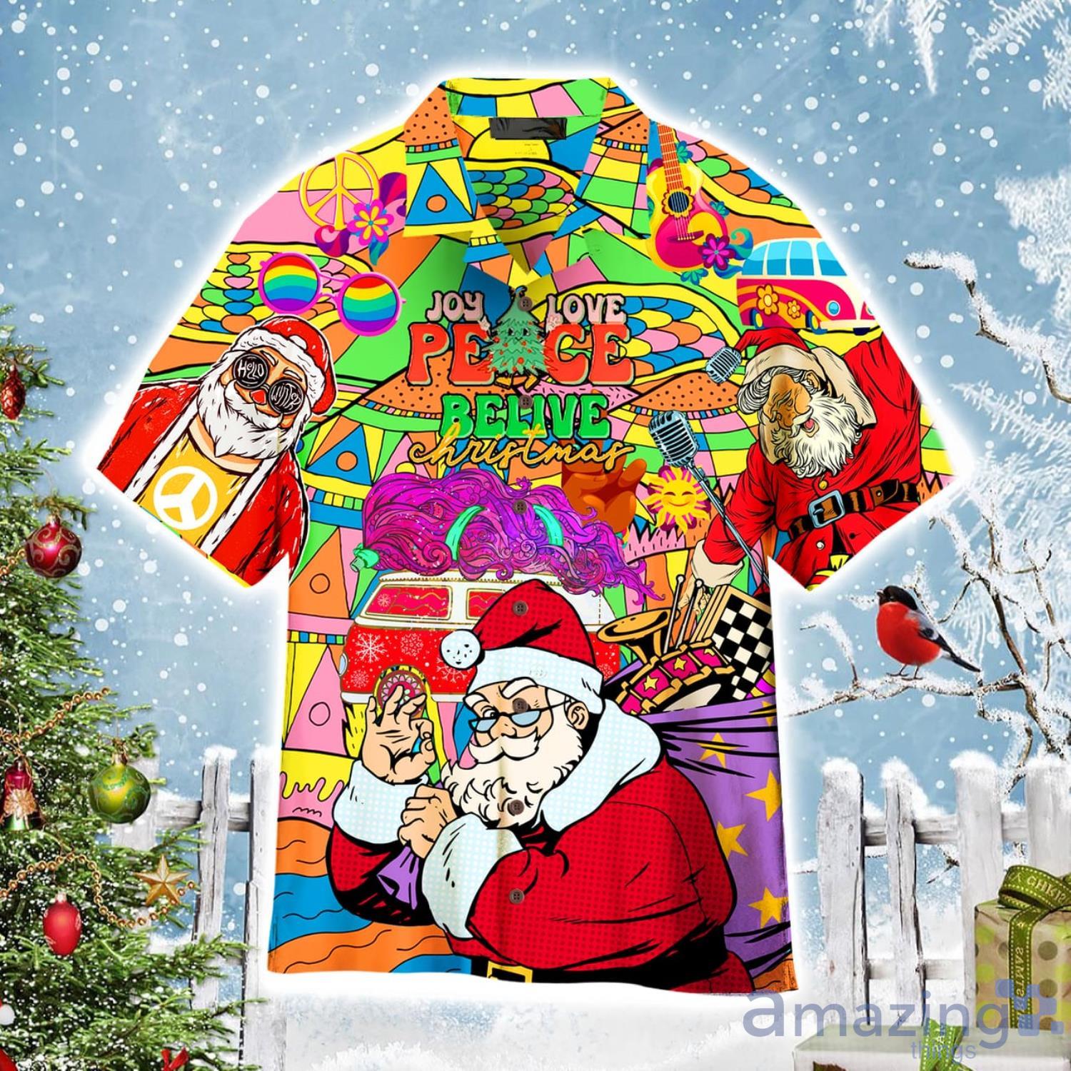 Christmas Santa Colorful Geometry Aloha Cute Christmas Gift Cute Christmas Gift Hawaiian Shirt Product Photo 1
