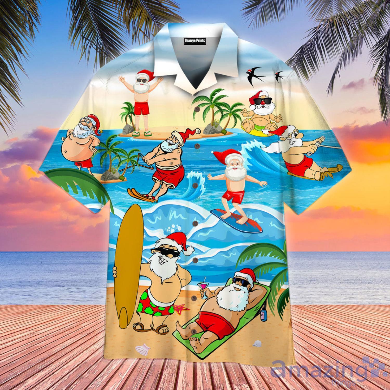 Christmas Santa Surfing On Beach Aloha Cute Christmas Gift Cute Christmas Gift Hawaiian Shirt Product Photo 1