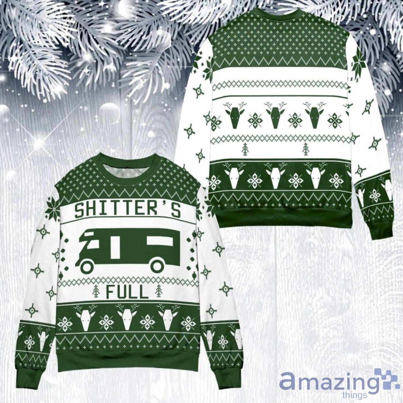 Christmas Vacation Shitter's Green Ugly Christmas Sweater Product Photo 1