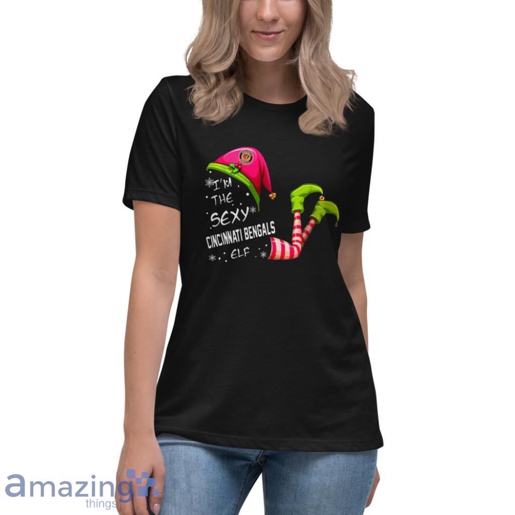 Cincinnati Bengals Christmas ELF Funny NFL Women's V-Neck T-Shirt