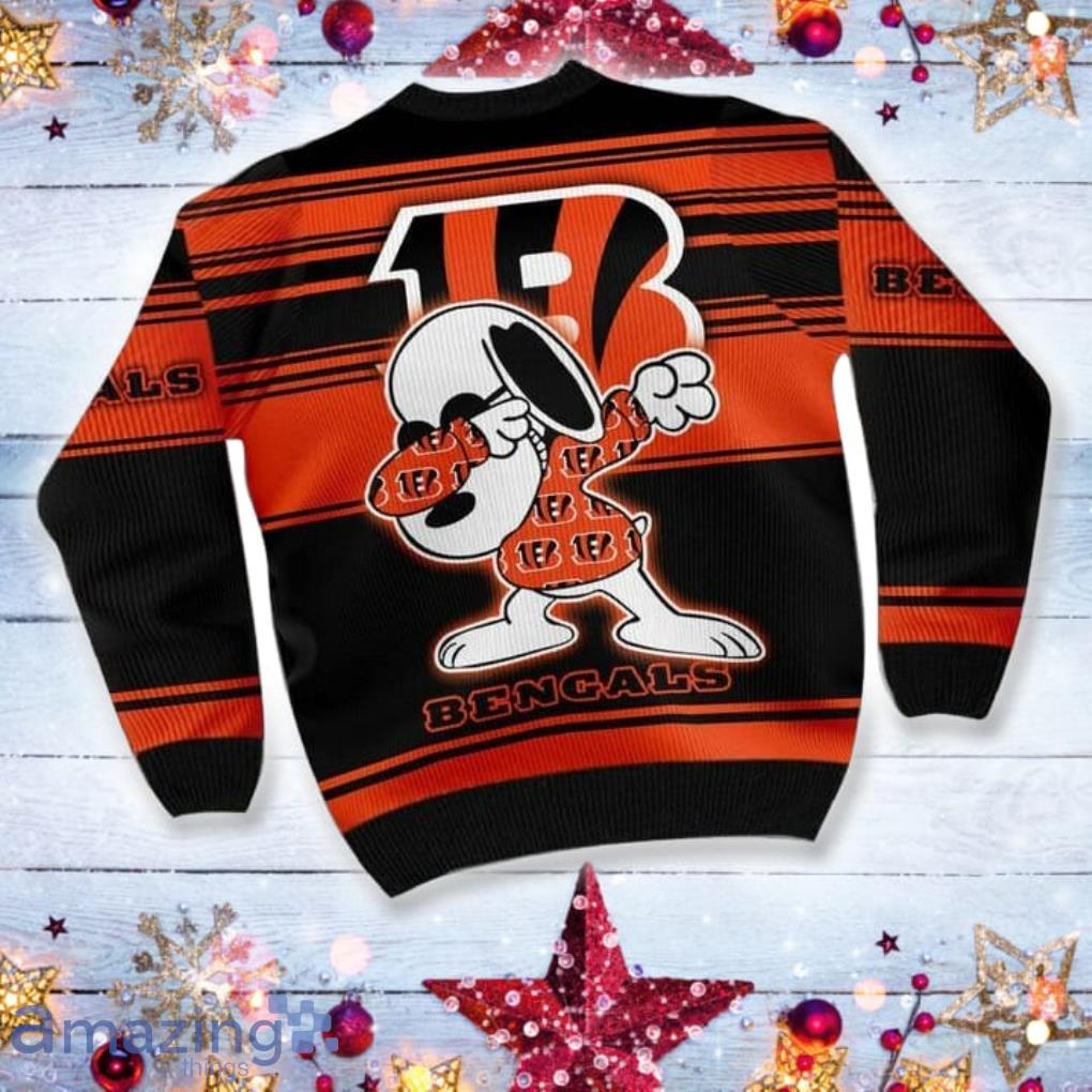 Cincinnati Bengals Snoopy Dabbing All Over Print 3D Ugly Christmas Sweater image Cincinnati Bengals Snoopy Dabbing All Over Print 3D Ugly Christmas Sweater Product Photo 3