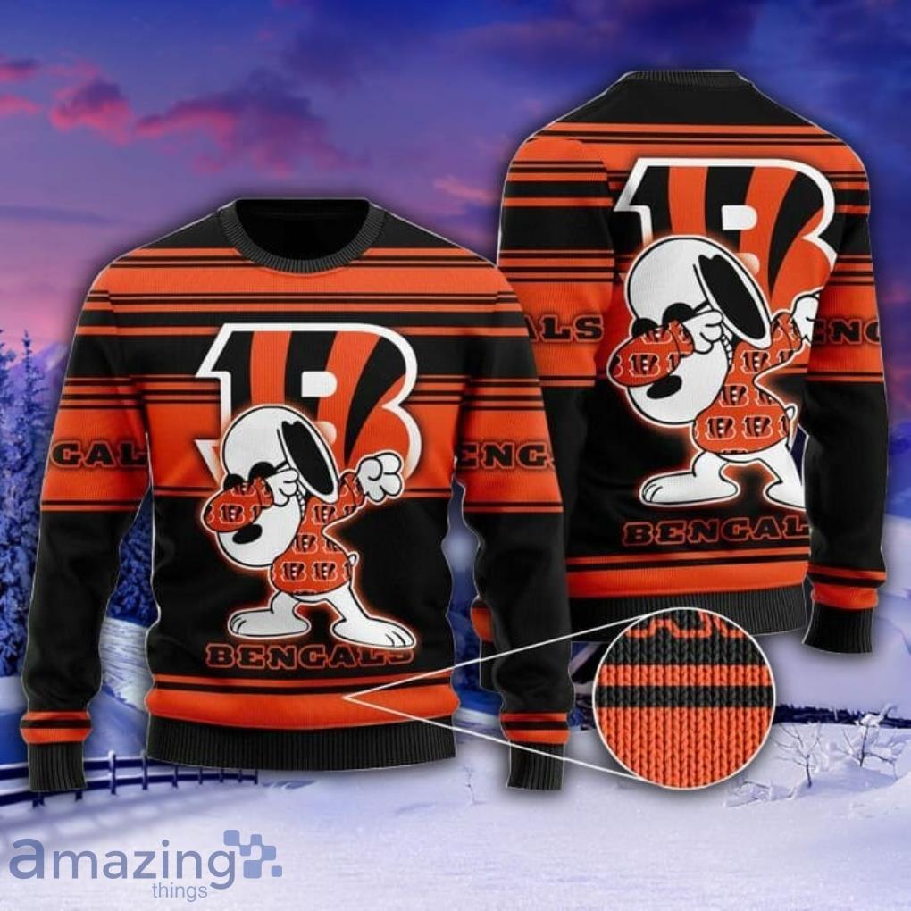 Cincinnati Bengals Snoopy Dabbing All Over Print 3D Ugly Christmas Sweater