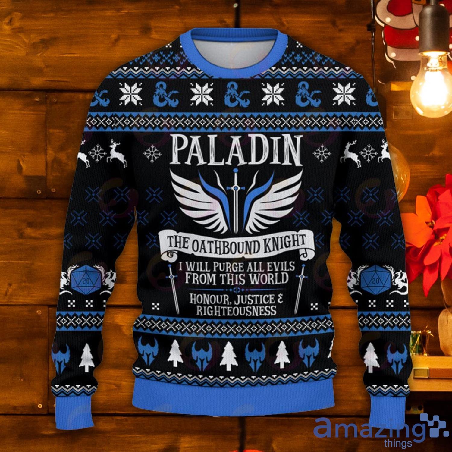 Classes Paladin The Oathboud Knight Ugly Christmas Sweater Product Photo 1