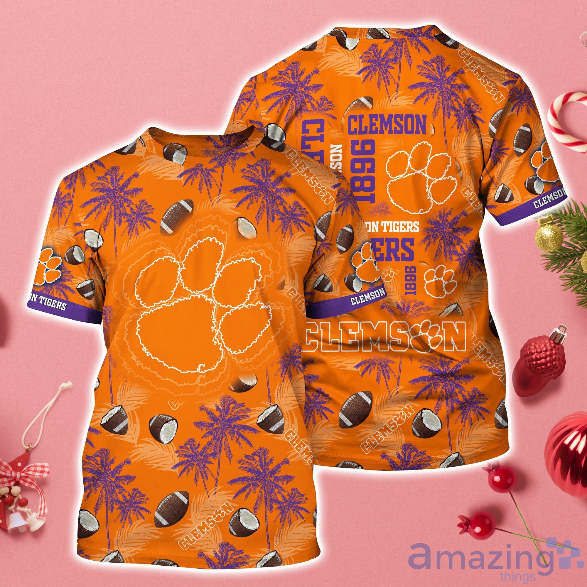 Clemson Tigers Coconut Pattern Hawaii 3D T-Shirt Product Photo 1