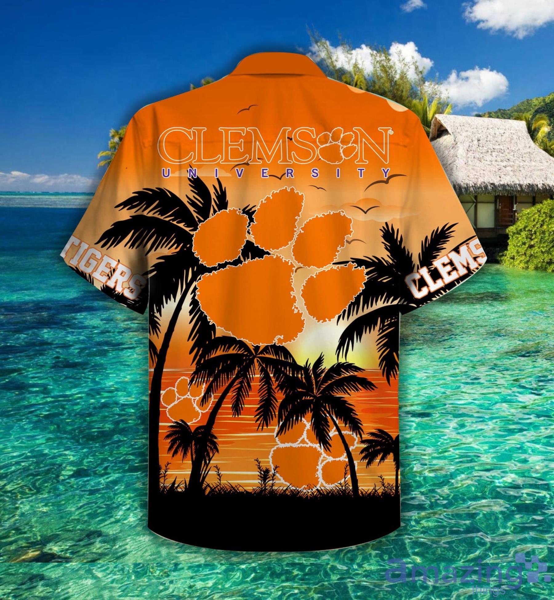 Clemson Tigers Palm Tree Hawaiian Shirt For Fans image Clemson Tigers Palm Tree Hawaiian Shirt For Fans Product Photo 2