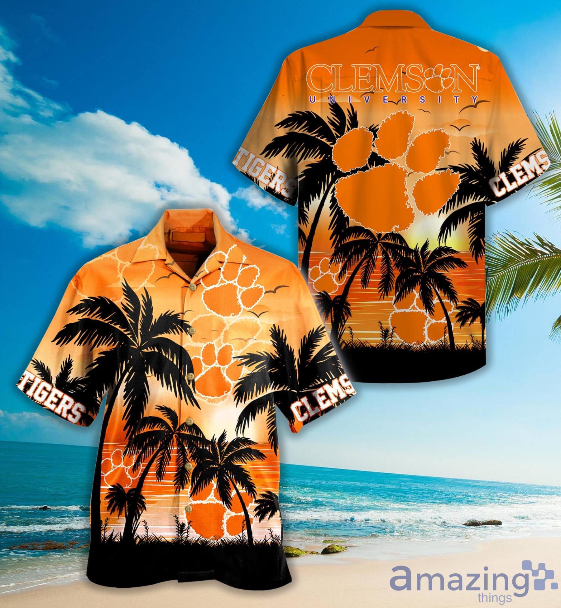 Clemson Tigers Palm Tree Hawaiian Shirt For Fans image Clemson Tigers Palm Tree Hawaiian Shirt For Fans Product Photo 3