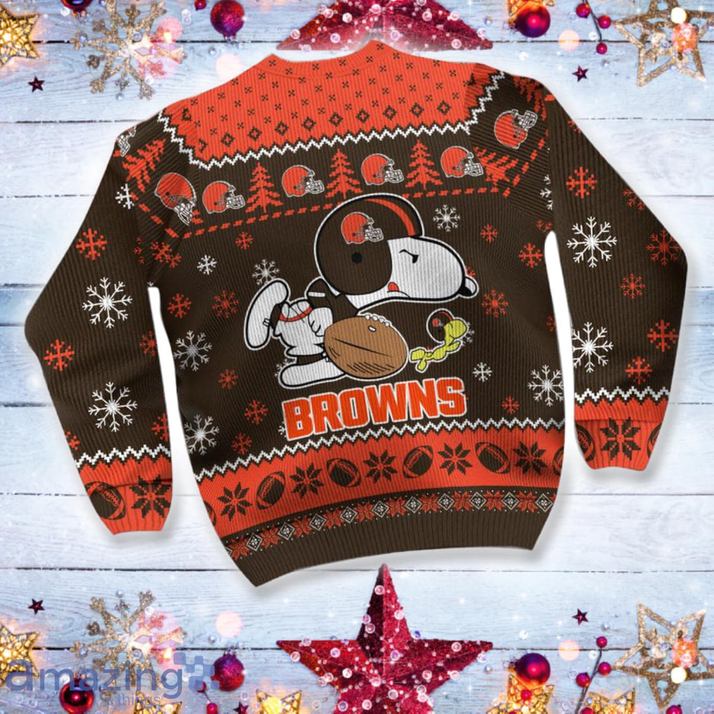 NFL Cleveland Browns Snoopy Dog Christmas Ugly 3D Sweater For Men And Women  Gift Ugly Christmas - Banantees