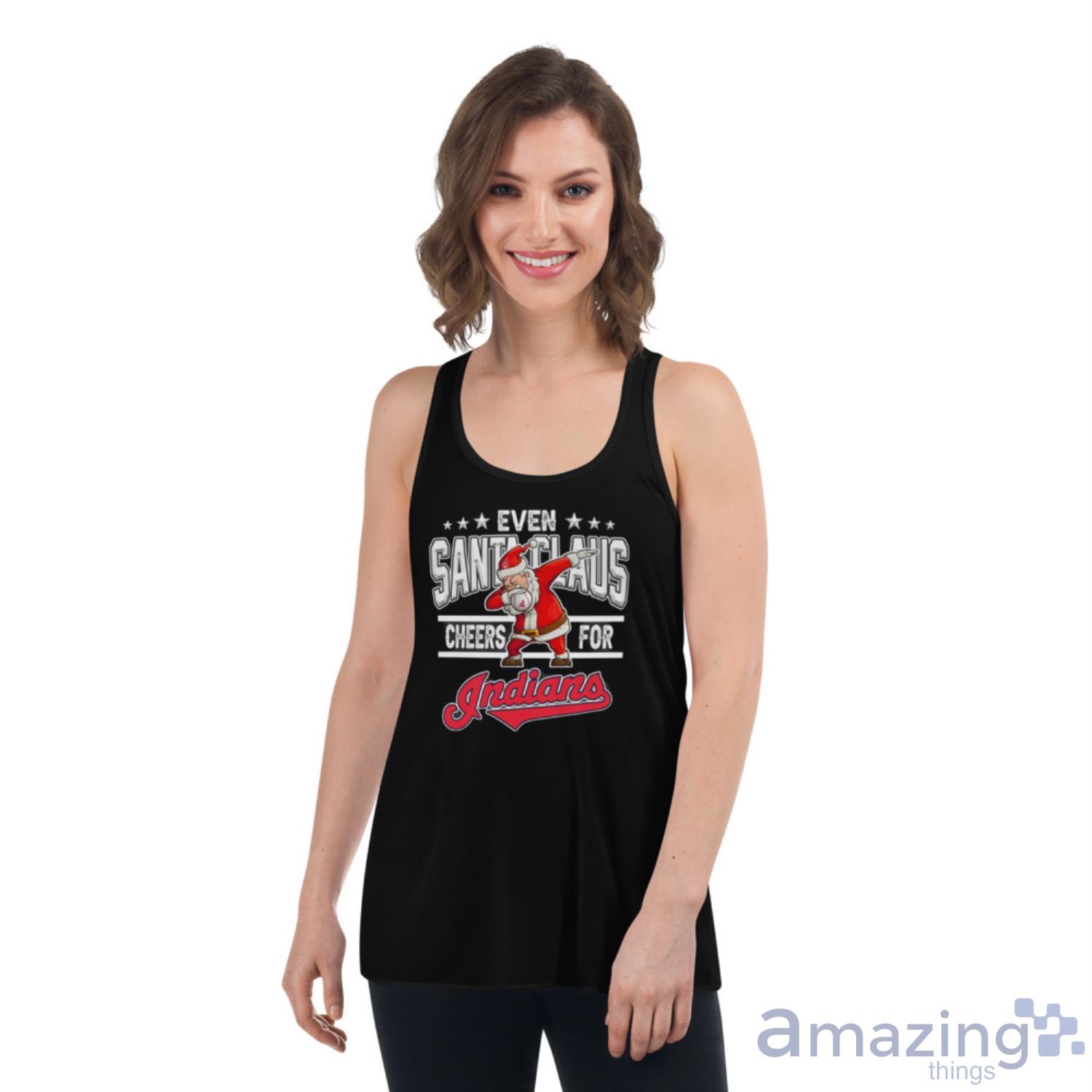 Cleveland Indians Even Santa Claus Cheers For Christmas MLB Shirt For Fans image Cleveland Indians Even Santa Claus Cheers For Christmas MLB Shirt For Fans - Womens Flowy Racerback Tank