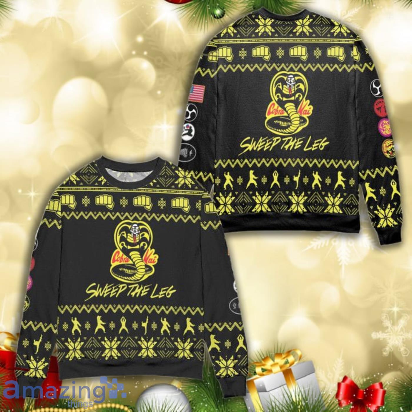 Cobra Kai Sweep The Leg All Over Print 3D Ugly Christmas Sweater Product Photo 1