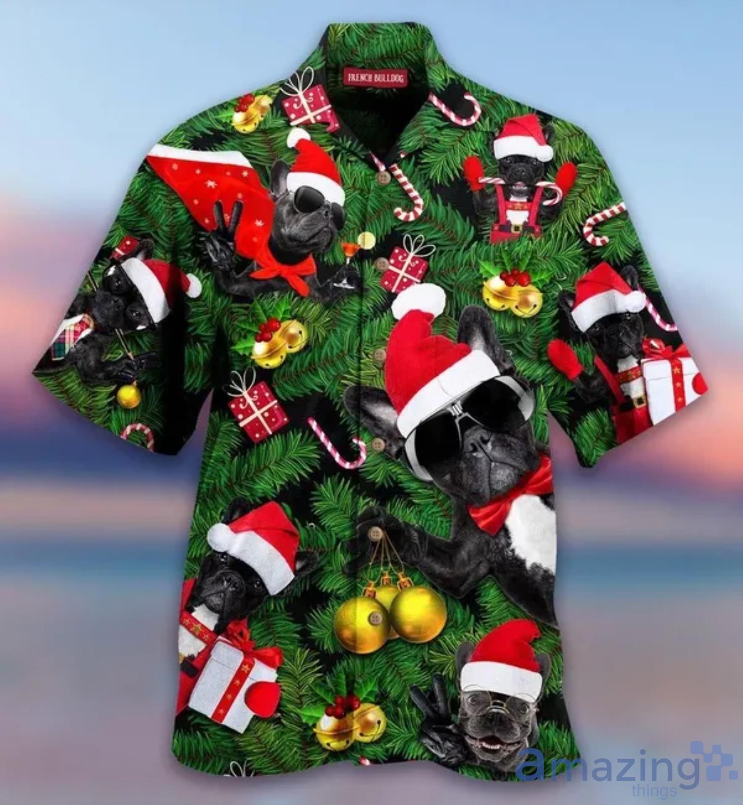 Cool Christmas French Bulldog Aloha Cute Christmas Gift Cute Christmas Gift Hawaiian Shirt Product Photo 1
