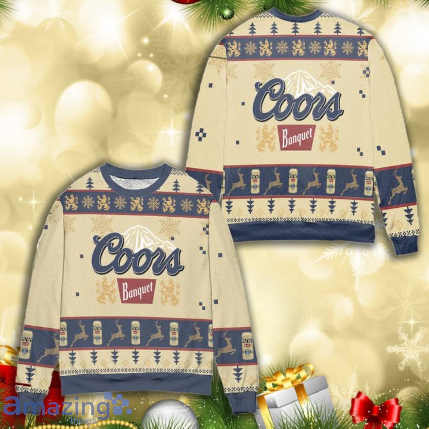 Coors Banquet Snowflake All Over Print 3D Ugly Christmas Sweater Product Photo 1 Coors Banquet Snowflake All Over Print 3D Ugly Christmas Sweater Product Photo 1