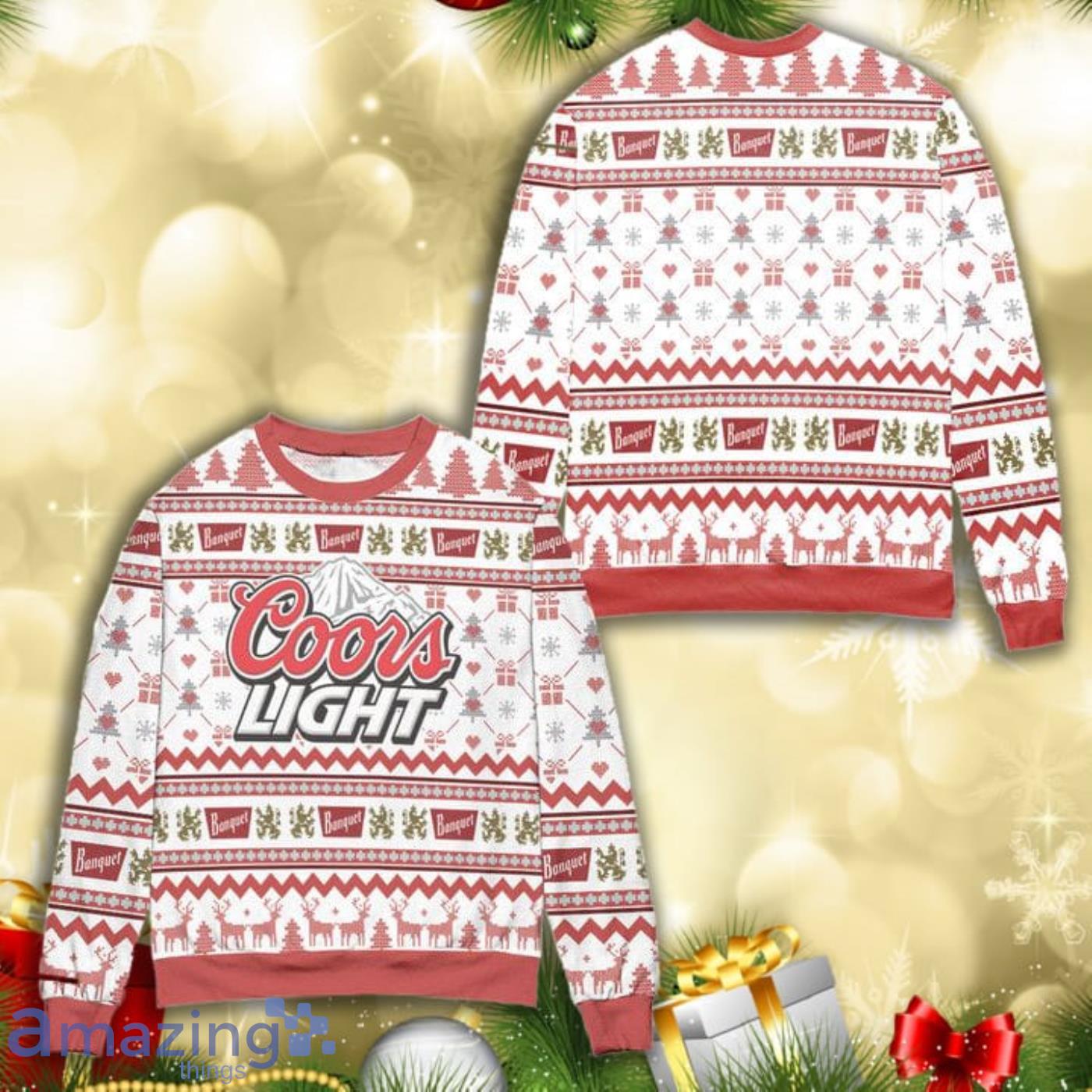 Coors Light Banquet All Over Print 3D Ugly Christmas Sweater Product Photo 1