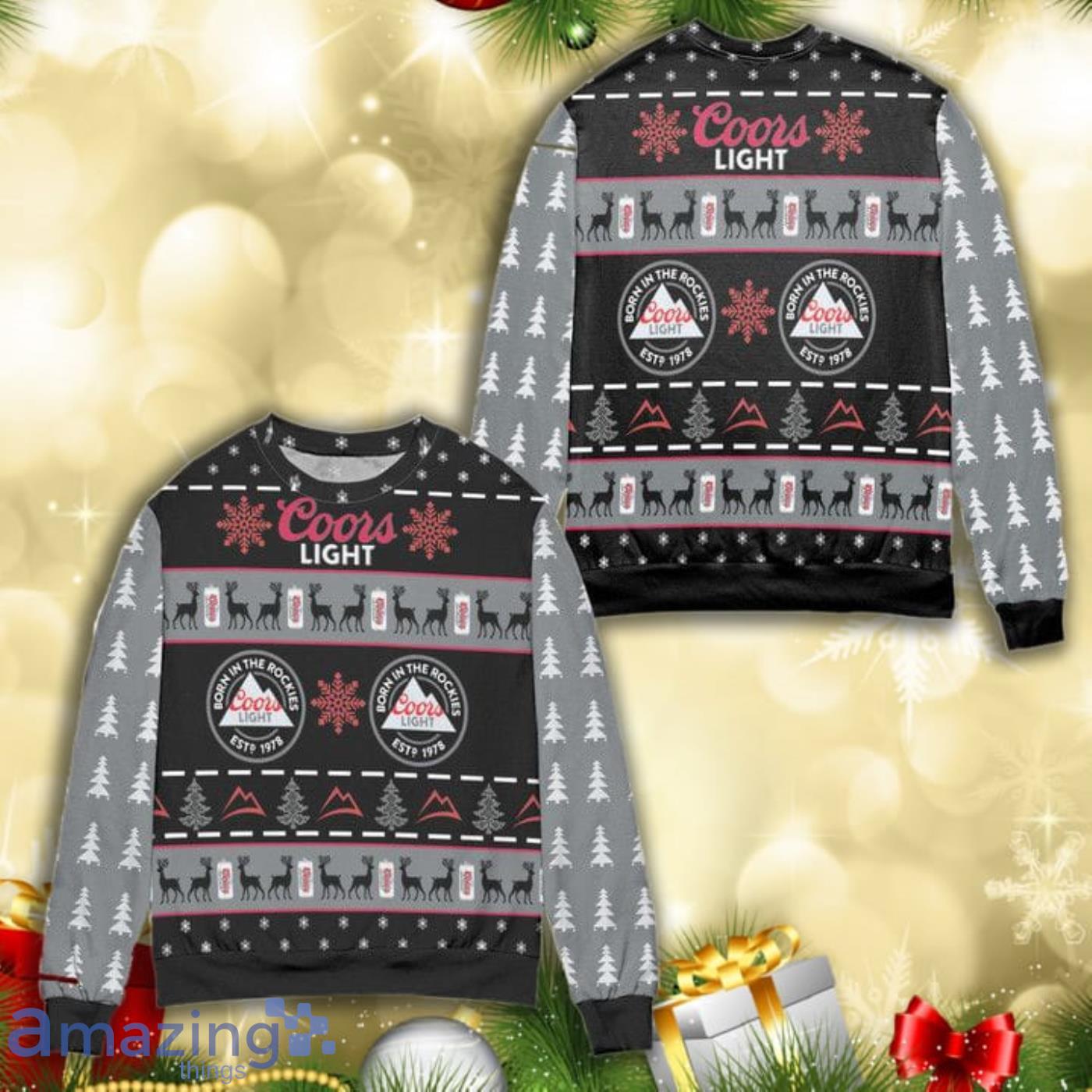 Coors Light Born In The Rockies All Over Print 3D Ugly Christmas Sweater Product Photo 1