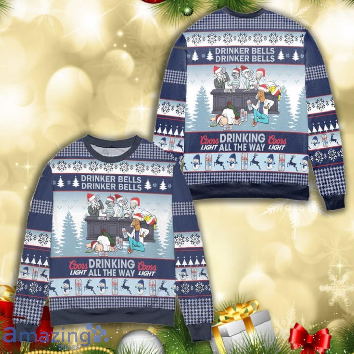 Coors Light Drinker Bell Drinker Bell All Over Print 3D Ugly Christmas Sweater Product Photo 1 Coors Light Drinker Bell Drinker Bell All Over Print 3D Ugly Christmas Sweater Product Photo 1