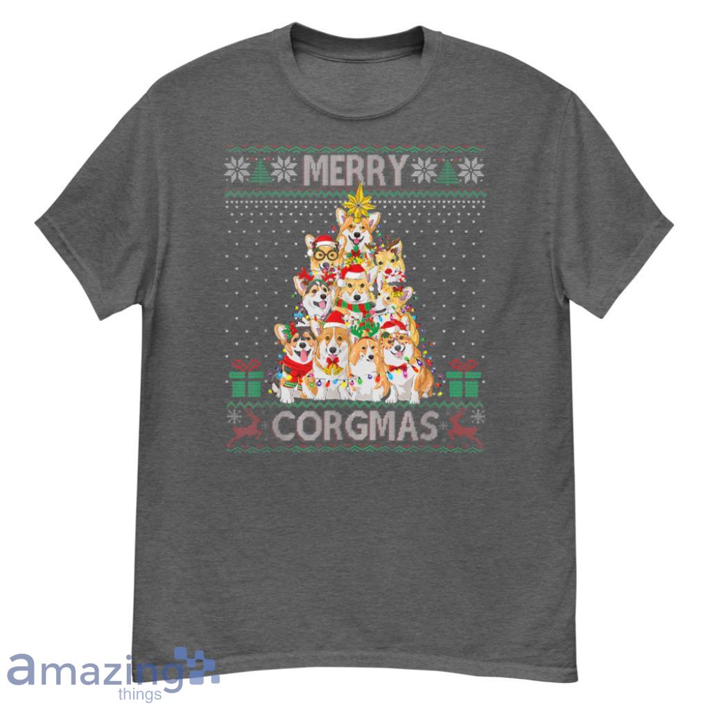 Corgmas Ugly Sweater Funny Corgi Christmas Tree Dog Christmas Shirt - G500 Men’s Classic T-Shirt-1