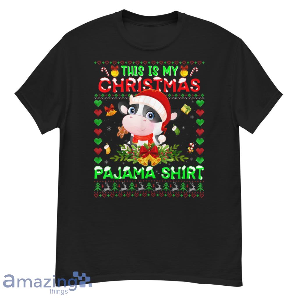 Cow This Is My Christmas Pajama Santa Hat T Shirt image Cow This Is My Christmas Pajama Santa Hat T-Shirt - G500 Men’s Classic T-Shirt