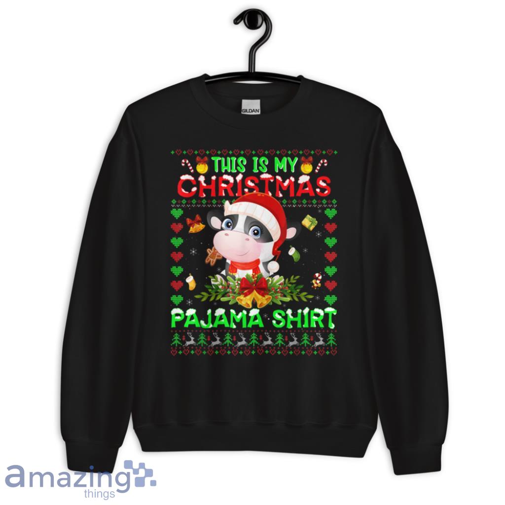 Cow This Is My Christmas Pajama Santa Hat T Shirt image Cow This Is My Christmas Pajama Santa Hat T-Shirt - Unisex Crewneck Sweatshirt