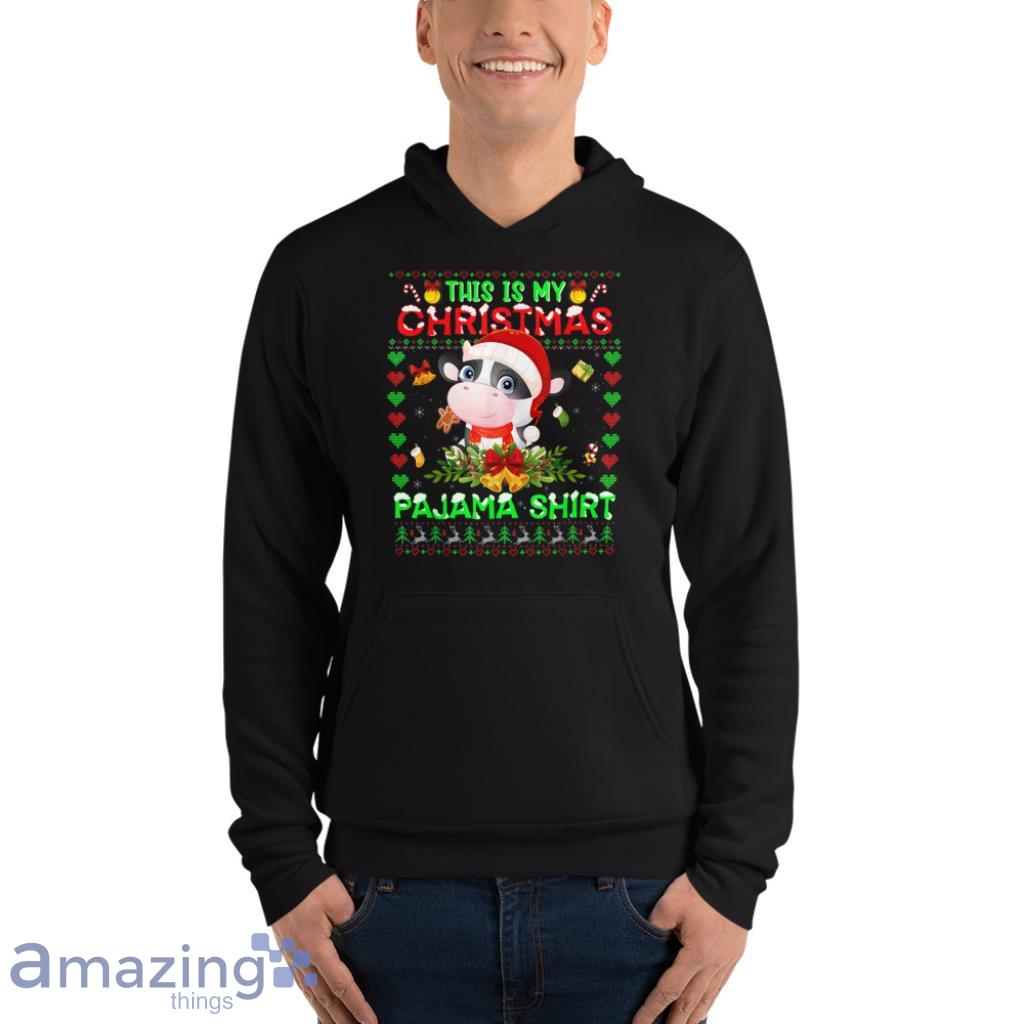 Cow This Is My Christmas Pajama Santa Hat T Shirt image Cow This Is My Christmas Pajama Santa Hat T-Shirt - Unisex Fleece Pullover Hoodie