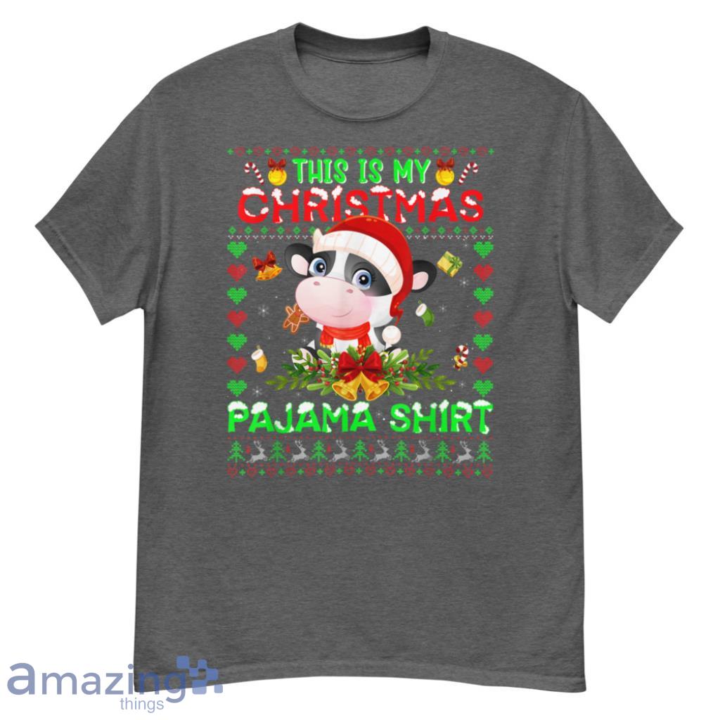 Cow This Is My Christmas Pajama Santa Hat T-Shirt - G500 Men’s Classic T-Shirt-1 Cow This Is My Christmas Pajama Santa Hat T-Shirt - G500 Men’s Classic T-Shirt-1