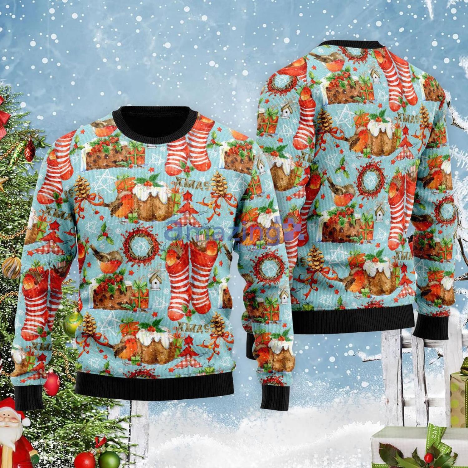 Cozy Robin Bird Christmas Gift Ugly Christmas Sweater Product Photo 1