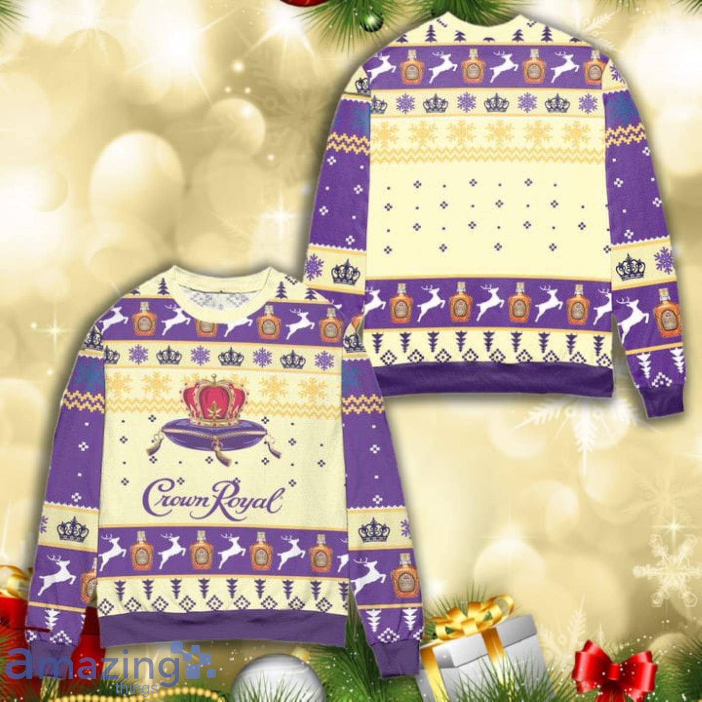 Crown Royal Logo Snowflakes All Over Print 3D Ugly Christmas Sweater Product Photo 1