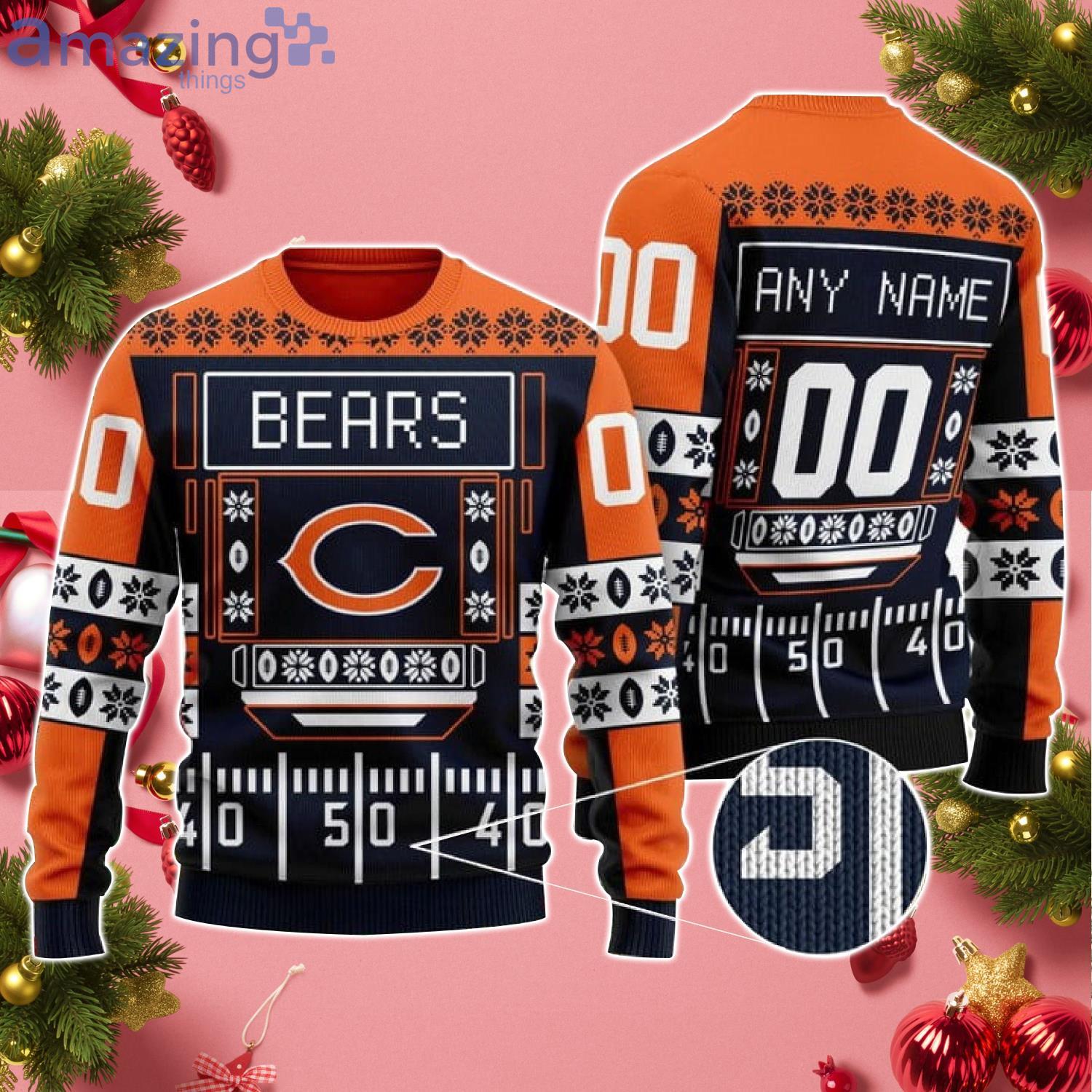 Custom Name And Number Bears NFL Ugly Christmas Sweater Product Photo 1