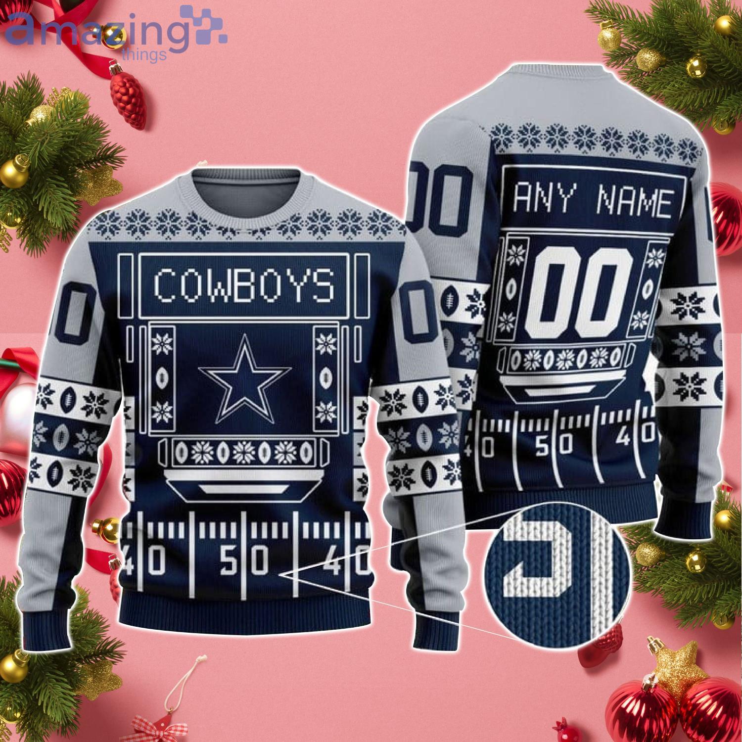 Custom Name And Number Cowboys NFL Ugly Christmas Sweater Product Photo 1
