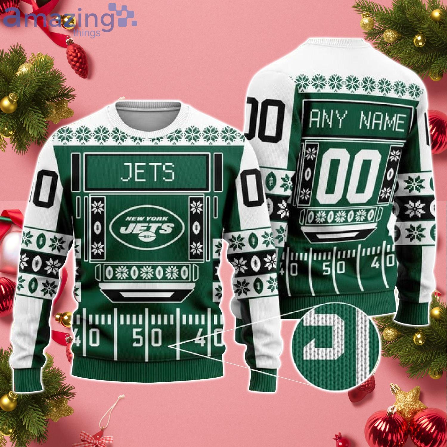 Custom Name And Number Jets NFL Ugly Christmas Sweater