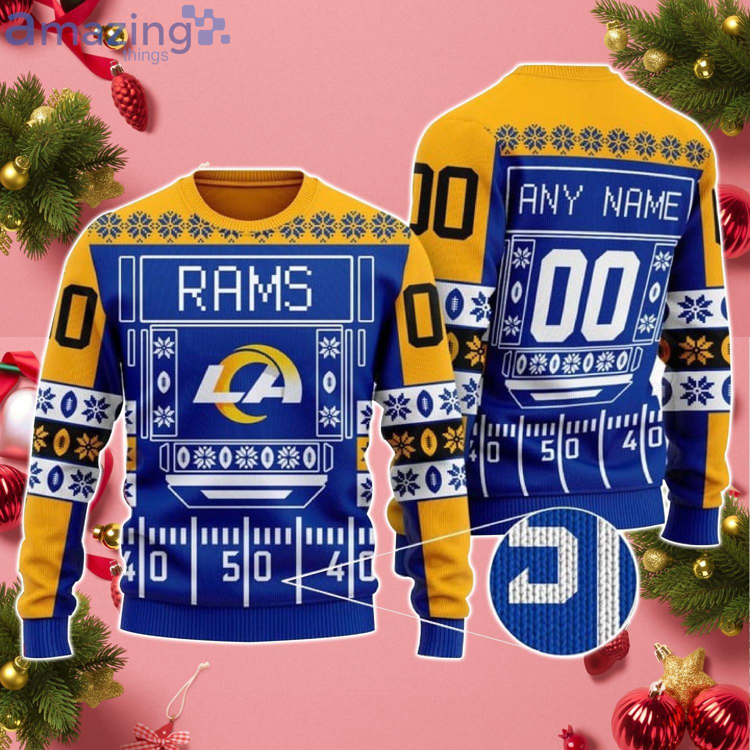 Custom Name And Number Rams NFL Ugly Christmas Sweater Product Photo 1