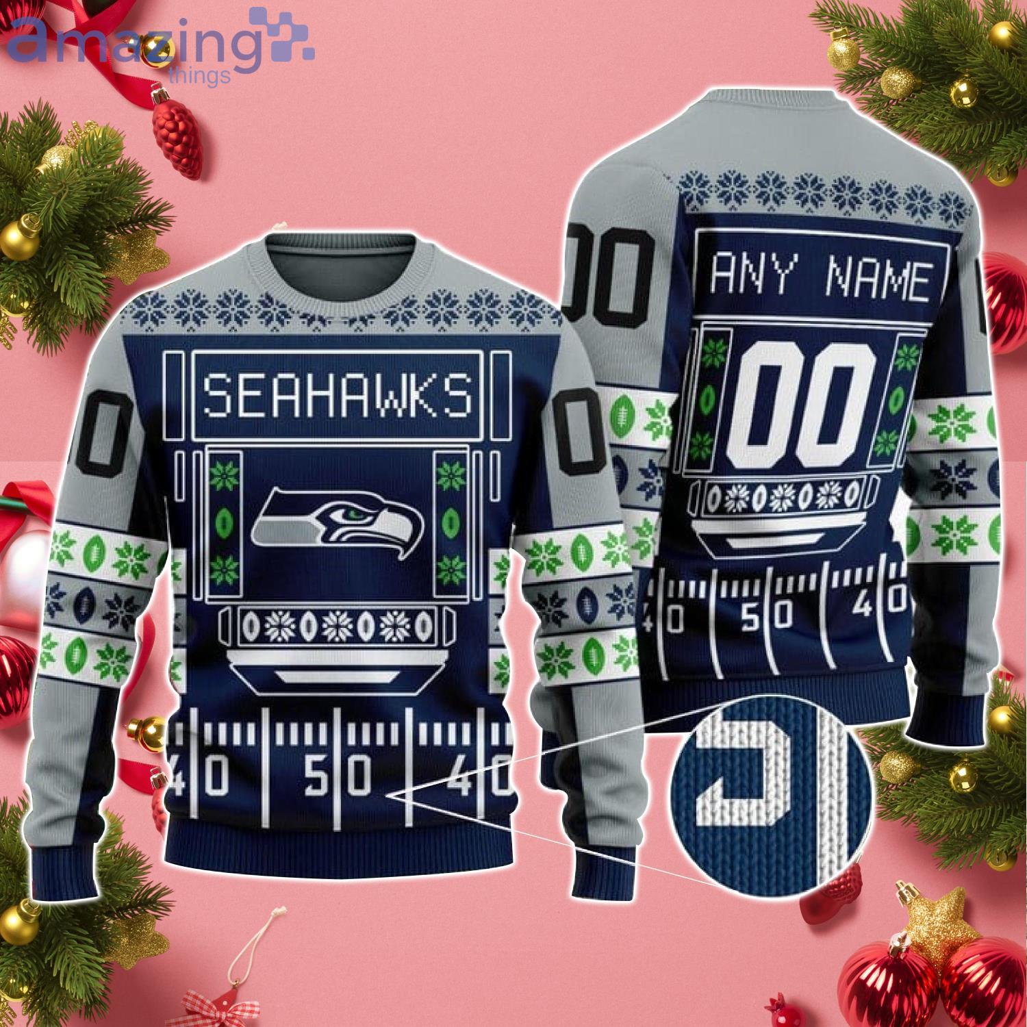 Custom Name And Number Seahawks NFL Ugly Christmas Sweater