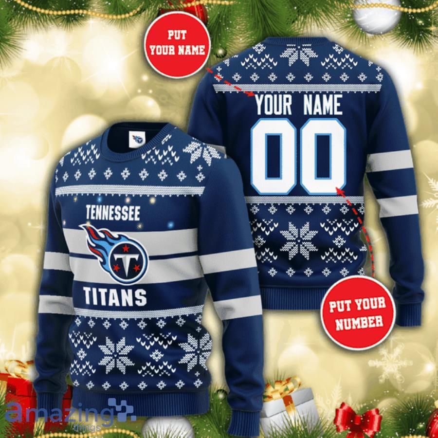 Custom Name And Number Tennessee Titans Christmas Sweater